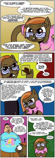 Size: 1280x3644 | Tagged: artist:catfood-mcfly, ask, brony, button mash, comic, derpibooru import, fury belle, hasbro, hat, man tits, m'lady, neckbeard, questionable, social justice warrior, trilby, tumblr, vulgar