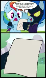 Size: 571x949 | Tagged: artist:madmax, clothes, costume, dash's little secret, derpibooru import, exploitable, exploitable meme, meme, nightshade, rainbow dash, safe, shadowbolts, shadowbolts costume