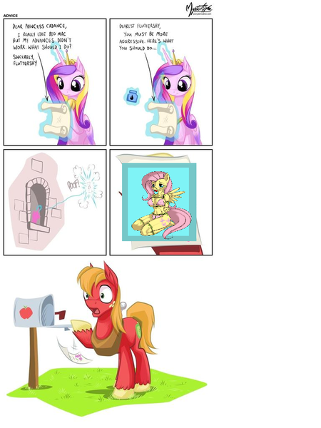 Size: 768x1024 | Tagged: questionable, derpibooru import, big macintosh, fluttershy, princess cadance, anthro, bondage, bra, breasts, clothes, exploitable meme, female, fluttermac, fluttershy's letter, male, meme, open mouth, panties, rope, shipping, straight, underwear, wide eyes
