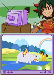 Size: 481x667 | Tagged: cheese sandwich, cotton cloudy, derpibooru import, exploitable meme, first base, hippopotamus, meme, noi, obligatory pony, safe, tv meme, yu-gi-oh!, yu-gi-oh! arc-v, yuya sakaki