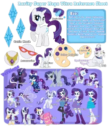 Size: 2600x3000 | Tagged: safe, artist:equinepalette, derpibooru import, nightmare rarity, opalescence, radiance, rarity, alicorn, bat pony, breezie, crystal pony, pony, equestria girls, power ponies (episode), rainbow rocks, alicornified, babity, baby, baby pony, bat ponified, bio, breeziefied, clothes, crystallized, cutie mark, dress, element of generosity, fall formal outfits, female, filly, foal, gala dress, glasses, glimmer wings, power ponies, race swap, rainbow power, rarbreez, raribat, raricorn, reference sheet, species swap, square crossover, wet, wet mane, wet mane rarity, wings, younger