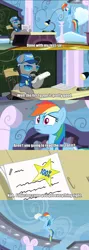 Size: 1090x3070 | Tagged: comic, derpibooru import, edit, edited screencap, goose (character), rainbow dash, safe, screencap, screencap comic, test, testing testing 1-2-3, whiplash, wonderbolts