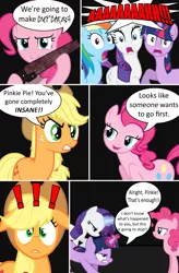 Size: 1655x2523 | Tagged: applejack, artist:reitanna-seishin, comic, derpibooru import, fanfic:cupcakes, pinkie pie, pinkie's party, rainbow dash, rarity, safe, twilight sparkle