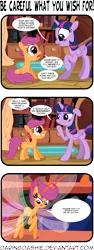 Size: 2000x5317 | Tagged: alicorn, artist:daringdashie, breezie, breeziefied, comic, derpibooru import, safe, scootaloo, species swap, twilight sparkle, twilight sparkle (alicorn)