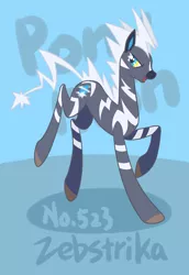 Size: 2031x2952 | Tagged: safe, artist:yuzhou, derpibooru import, ponified, pony, zebstrika, pixiv, pokémon, solo