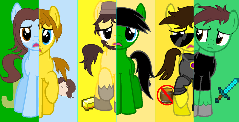 Size: 1408x720 | Tagged: safe, artist:chalatso, derpibooru import, oc, oc:sky (minecraft), ponified, pony, arin hanson, egoraptor, jacktherbert, jontron, mcyt, pewdiepie, ponified oc, skydoesminecraft, tobuscus, youtuber