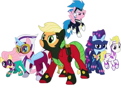 Size: 3000x2500 | Tagged: applejack (g1), artist:green-viper, derpibooru import, fili-second, firefly, g1, g1 six, g1 to g4, generation leap, masked matter-horn, mistress marevelous, posey, power ponies, radiance, saddle rager, safe, simple background, sparkler (g1), surprise, transparent background, twilight sparkle, vector, zapp