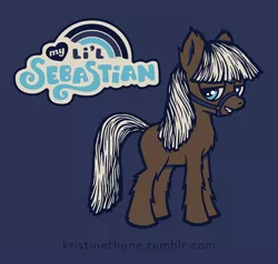 Size: 500x475 | Tagged: artist:kristinethune, bridle, derpibooru import, fluffy, grin, li'l sebastian, looking at you, mini-horse, oc, parks and recreation, safe, smiling, solo, tack, unofficial characters only