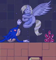 Size: 2465x2623 | Tagged: safe, artist:heartshielder1991, derpibooru import, derpy hooves, pegasus, pony, angry, asphyxiation, bubble, crossover, drowning, female, funny, i just don't know what went wrong, mare, sonic the hedgehog, sonic the hedgehog (series), underwater