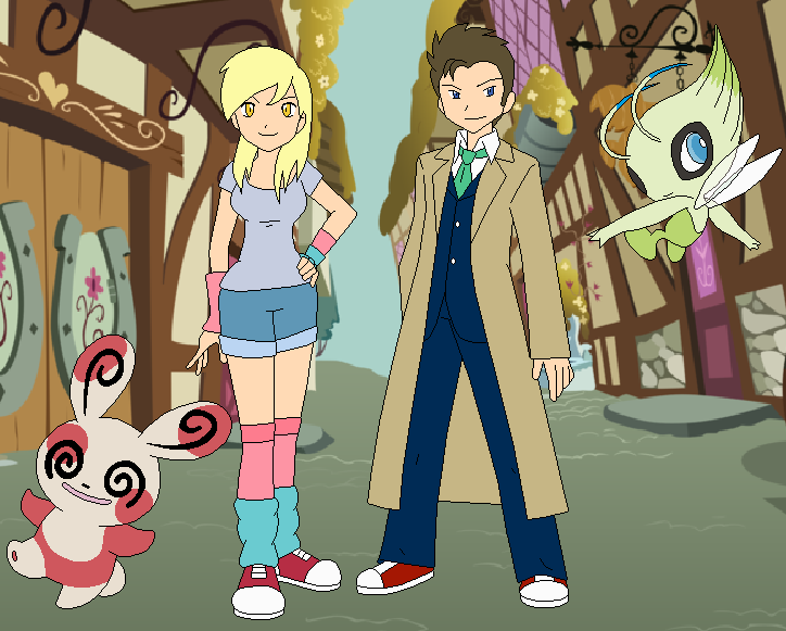 Size: 724x581 | Tagged: artist:selenaede, celebi, converse, crossover, derpibooru import, derpy hooves, doctor whooves, human, humanized, pokémon, safe, shoes, spinda, tenth doctor, time turner