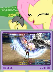 Size: 563x771 | Tagged: derpibooru import, exploitable meme, final fantasy, final fantasy xii, fluttershy, fs doesn't know what she's getting into, gamershy, meme, obligatory pony, safe, that one boss, this will end in tears, tv meme, yiazmat