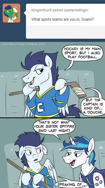 Size: 503x900 | Tagged: artist:spainfischer, ask, canterlot high, canterlot high blog, derpibooru import, hockey, safe, shining armor, soarin', sports, tumblr