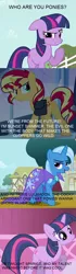 Size: 625x2244 | Tagged: safe, derpibooru import, sunset shimmer, trixie, twilight sparkle, pony, equestria girls, comic, counterparts, magical trio, twilight's counterparts, yugioh abridged