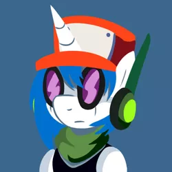 Size: 528x528 | Tagged: artist:metalaura, cave story, clothes, derpibooru import, hat, headphones, quote (cave story), safe, solo, vinyl scratch