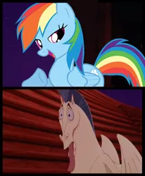 Size: 496x601 | Tagged: safe, derpibooru import, screencap, rainbow dash, horse, pegasus, pony, crossover, female, greek mythology, hercules, male, mare, open mouth, pegadash, pegasus (hercules), seduction, seductive, stallion, tongue out