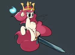 Size: 1280x931 | Tagged: safe, artist:turtlefarminguy, derpibooru import, ponified, pony, aurora (child of light), child of light, crown, igniculus, jewelry, regalia, solo, sword, weapon