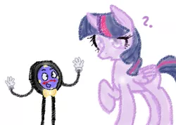 Size: 595x423 | Tagged: safe, artist:roselladoll1, derpibooru import, twilight sparkle, twilight sparkle (alicorn), alicorn, pony, female, mare, tony the talking clock