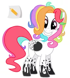 Size: 852x938 | Tagged: safe, artist:roselladoll1, derpibooru import, ponified, pony, don't hug me i'm scared, female, looking at you, mare, notepad (dhmis), solo