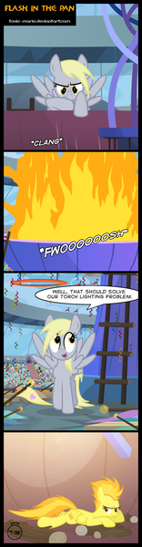 Size: 760x2916 | Tagged: safe, artist:toxic-mario, derpibooru import, derpy hooves, spitfire, pegasus, pony, comic:toxic-mario's derpfire shipwreck, equestria games (episode), cauldron, comic, derpfire, equestria games, female, lesbian, mare, parody, scene parody, shipping, spitfiery, spitfire's hair is fire