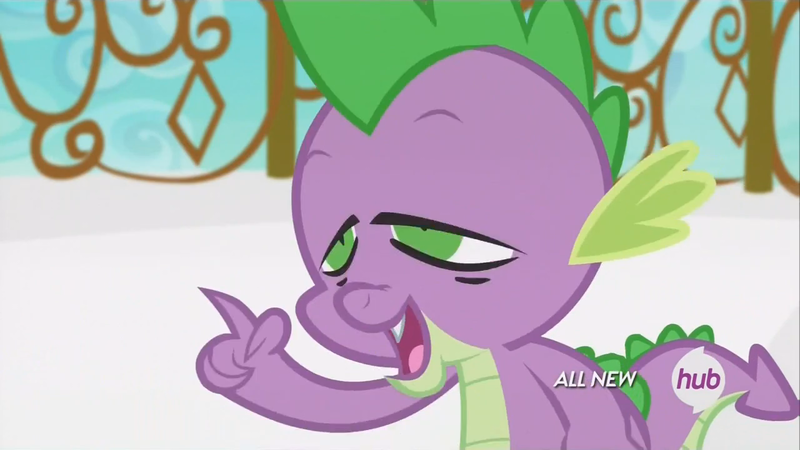 Size: 1280x720 | Tagged: derpibooru import, equestria games (episode), fgsfds, hub logo, safe, screencap, solo, spike, stoner spike