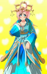 Size: 1200x1900 | Tagged: artist:bocodamondo, chang'e, chinese mythology, chinese text, clothes, cosplay, costume, derpibooru import, fluttershy, human, humanized, mythology, safe, smite, solo