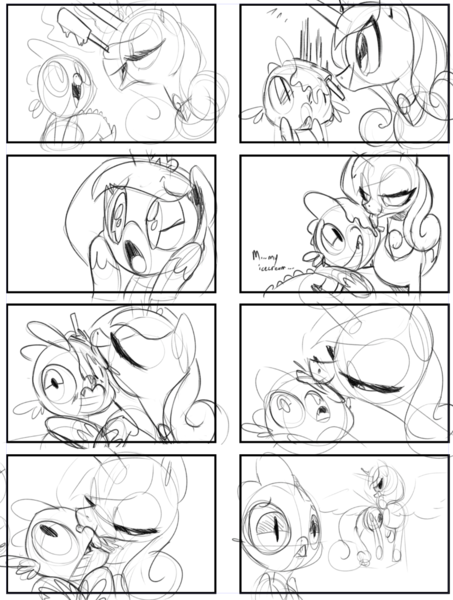 Size: 954x1264 | Tagged: questionable, artist:tess, derpibooru import, princess cadance, spike, equestria games (episode), :<, :o, bedroom eyes, comic, female, foalcon, food, ice cream, infidelity, licking, male, messy, monochrome, open mouth, preview, shipping, smiling, spikedance, straight, straight shota, tongue out, wide eyes