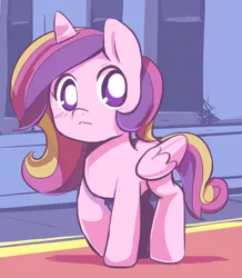 Size: 600x689 | Tagged: safe, artist:ende26, derpibooru import, princess cadance, alicorn, pony, :<, cute, cutedance, female, filly, looking at you, raised hoof, solo, walking, younger