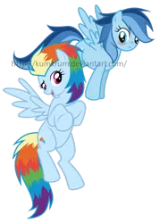 Size: 756x1056 | Tagged: artist:kumkrum, derpibooru import, female, oc, oc:ragtag, oc:shooting star, offspring, parent:rainbow dash, parent:soarin', parents:soarindash, safe, siblings, signature, sisters, unofficial characters only, watermark