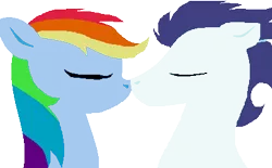 Size: 415x257 | Tagged: safe, artist:pdorothynics, derpibooru import, rainbow dash, soarin', eyes closed, female, male, shipping, soarindash, straight