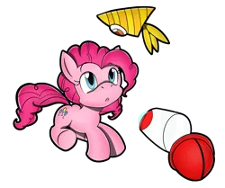 Size: 1904x1590 | Tagged: artist:flam3zero, capsule, crossover, derpibooru import, eye contact, looking at each other, pinkie pie, safe, simple background, solo, sonic colors, sonic the hedgehog (series), style emulation, transparent background, wisp, yellow drill, yellow wisp, yuji uekawa style