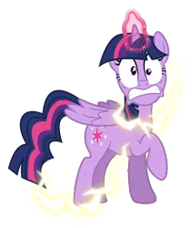 Size: 6000x7103 | Tagged: safe, artist:masem, derpibooru import, twilight sparkle, twilight sparkle (alicorn), alicorn, pony, twilight's kingdom, .svg available, absurd resolution, electrocution, female, gritted teeth, magic, mare, raised hoof, shocked, simple background, solo, transparent background, vector, wide eyes