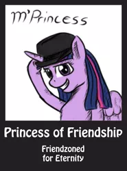 Size: 1625x2200 | Tagged: safe, artist:m_d_quill, derpibooru import, twilight sparkle, twilight sparkle (alicorn), alicorn, pony, fedora shaming, female, friendzone, grin, hat, looking at you, m'lady, mare, smiling, solo, trilby