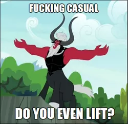 Size: 403x390 | Tagged: derpibooru import, do you even lift, exploitable meme, lord tirek, lord tirek's outstretched arms, meme, safe, solo, twilight's kingdom, vulgar