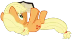 Size: 1944x1080 | Tagged: safe, artist:thecheeseburger, derpibooru import, applejack, pony, twilight's kingdom, book, cute, hoof hold, jackabetes, on back, reading, silly, silly pony, simple background, solo, transparent background, vector
