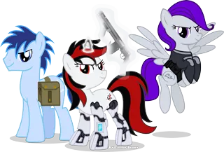 Size: 3450x2339 | Tagged: artist:vector-brony, derpibooru import, fallout equestria, fallout equestria: project horizons, fanfic art, gun, oc, oc:blackjack, oc:morning glory (project horizons), oc:p-21, safe, simple background, transparent background, unofficial characters only, vector, weapon