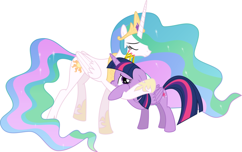 Size: 4760x3000 | Tagged: safe, artist:ruinedomega, derpibooru import, princess celestia, twilight sparkle, twilight sparkle (alicorn), alicorn, pony, female, hug, inkscape, mare, momlestia, ponyscape, vector