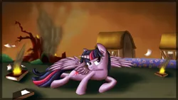 Size: 1600x900 | Tagged: safe, artist:rulsis, derpibooru import, twilight sparkle, twilight sparkle (alicorn), alicorn, pony, female, golden oaks library, mare, scene interpretation, solo