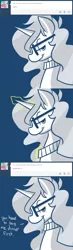 Size: 700x2393 | Tagged: artist:fauxsquared, ask celestia stuff, clothes, derpibooru import, glasses, magic, princess celestia, safe, solo, sweater, trixie is magic, tumblr, tumblr:it's always sunny in canterlot, turtleneck