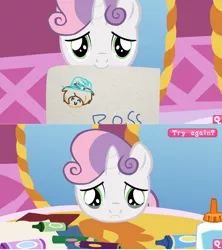 Size: 796x896 | Tagged: coloring with sweetie belle, crayons, derpibooru import, exploitable meme, game grumps, meme, ross o'donovan, safe, sweetie belle