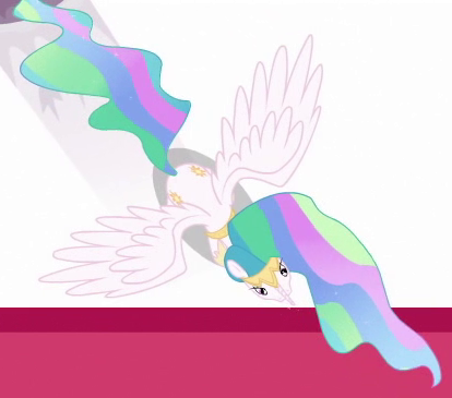 Size: 414x365 | Tagged: both cutie marks, cropped, derpibooru import, eye, eyes, great moments in animation, overhead view, princess celestia, safe, screencap, solo, spread wings, twilight's kingdom, wings