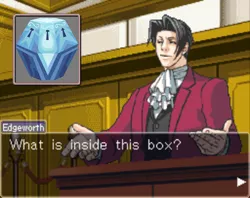 Size: 414x328 | Tagged: ace attorney, barely pony related, derpibooru import, exploitable meme, meme, miles edgeworth, mystery box of plot importance, princess twilight sparkle (episode), safe, what's in the box?