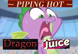Size: 600x420 | Tagged: bad dragon, caption, derpibooru import, equestria games, equestria games (episode), expand dong, exploitable meme, image macro, meme, open mouth, sex toy, solo, spike, suggestive, sweat