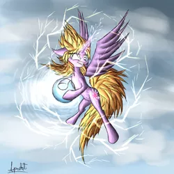 Size: 894x894 | Tagged: safe, artist:ap0st0l, derpibooru import, twilight sparkle, twilight sparkle (alicorn), alicorn, pony, twilight's kingdom, alicorn magic, dragon ball, dragon ball z, female, kamehameha, mare, overpowered, sky, solo, son twilight, super saiyan, super saiyan princess, wings