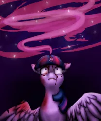 Size: 1000x1200 | Tagged: grimdark, artist:kira-minami, derpibooru import, twilight sparkle, twilight sparkle (alicorn), alicorn, pony, blood, broken horn, female, horn, mare, solo