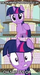 Size: 770x1438 | Tagged: comic, derpibooru import, magical mystery cure, oh shit it's op, op, reaction image, safe, screencap, solo, twilight sparkle, vulgar