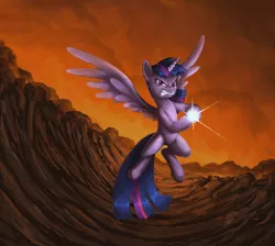 Size: 740x664 | Tagged: safe, artist:choedan-kal, derpibooru import, twilight sparkle, twilight sparkle (alicorn), alicorn, pony, twilight's kingdom, dragon ball, dragon ball z, female, kamehameha, magic, mare, solo, son twilight, super saiyan princess