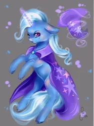 Size: 1500x2000 | Tagged: safe, artist:saoiirse, derpibooru import, trixie, pony, unicorn, cape, clothes, hat, magic, smiling, smirk, solo, trixie's cape, trixie's hat