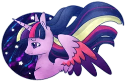 Size: 1000x656 | Tagged: safe, artist:captivelegacy, derpibooru import, twilight sparkle, twilight sparkle (alicorn), alicorn, pony, twilight's kingdom, night, rainbow power, solo