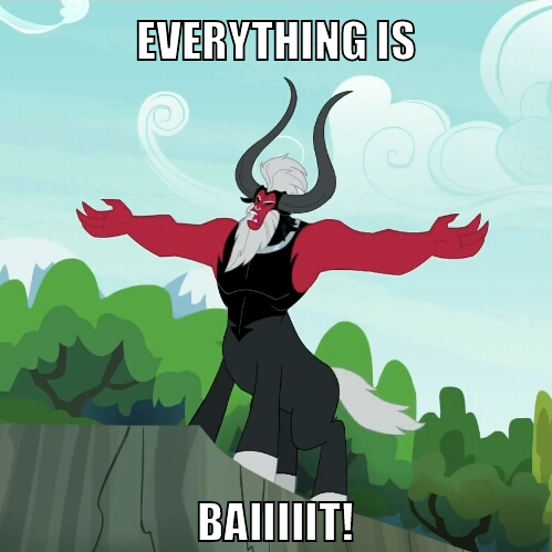 Size: 499x499 | Tagged: bait, caption, derpibooru import, exploitable meme, image macro, lord tirek, lord tirek's outstretched arms, meme, reaction image, safe, solo, text, this is bait