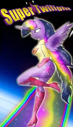 Size: 533x931 | Tagged: alicorn, anthro, artist:odiz, derpibooru import, rainbow power, safe, solo, supergirl, super saiyan princess, twilight's kingdom, twilight sparkle, twilight sparkle (alicorn)